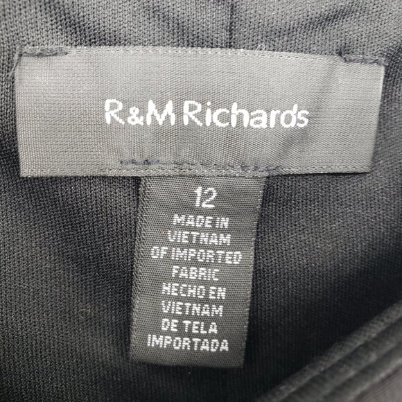 R&M Richards Cold Shoulder Cocktail Dress 12 Fringe Tassels Sheer Cape Black - Picture 4 of 11